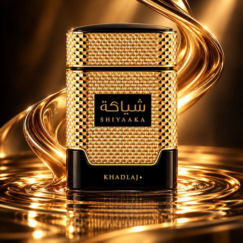 Khadlaj Shiyaaka Gold Eau de Parfum Spray 100ml bottle in elegant gold packaging