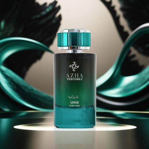 Sarab For Him Eau de Parfum spray 100ml by AZHA, featuring the elegant perfume bottle with a sleek design.