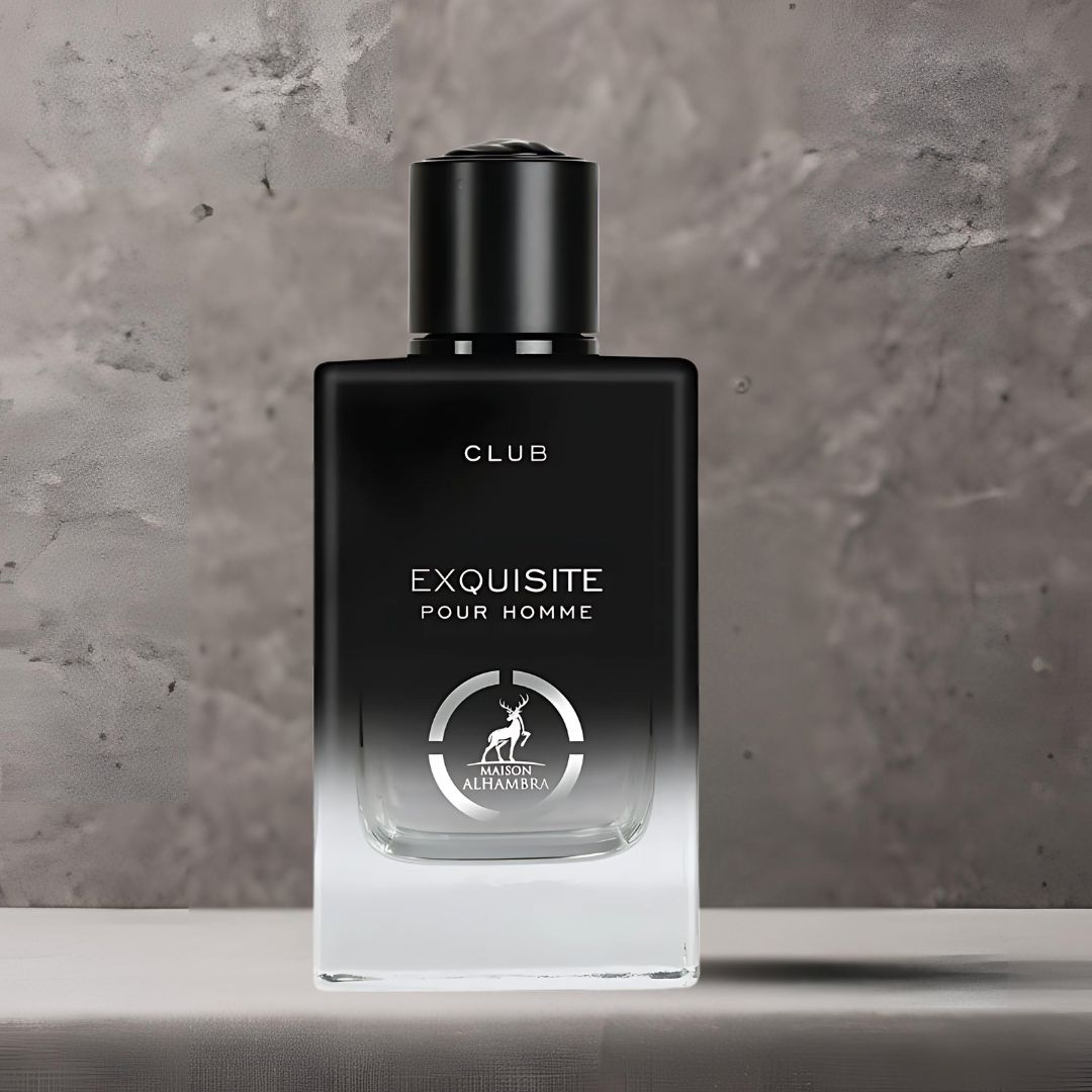 Exquisite Club Pour Homme Eau De Parfum Spray 100ML (3.4 OZ) by Maison Alhambra | A Fresh, Spicy Start with Floral Elegance & a Warm, Smooth Finish. - Intense Oud