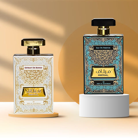 Meethaq & Meethaq Extrait De Rouge - EDP Sprays 100ML (3.4 OZ) By Ard Al Zaafaran | Long Lasting & Luxurious Blend Of Enchanting Fragrances. (ENCHANTED BUNDLE) - Intense Oud
