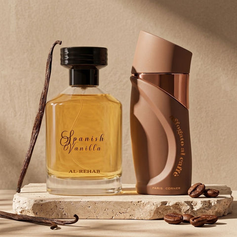 Spanish Vanilla by Al Rehab & Affogato al Caffè by Paris Corner Eau de Parfum Sprays 100ml (3.4 oz) (Bundle)