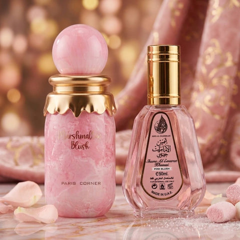 Pink Blush by Ard Al Zaafaran & Marshmallow Blush by Paris Corner Eau de Parfum Sprays 50ml (1.7 oz) (Bundle)