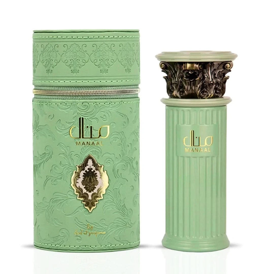 Bundle of Ard Al Zaafaran Pink Blush, Meethaq Rouge, and Manaal Eau de Parfum sprays in 100ml bottles, featuring floral and oriental fragrances.