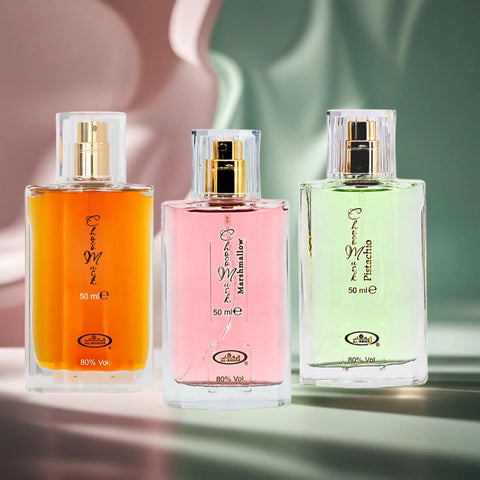 Choco Musk, Choco Musk Marshmallow & Choco Musk Pistachio Eau De Parfum Sprays 50ML (1.65 OZ) by Al Rehab | The Ultimate Gourmand Experience (Bundle) - Intense Oud