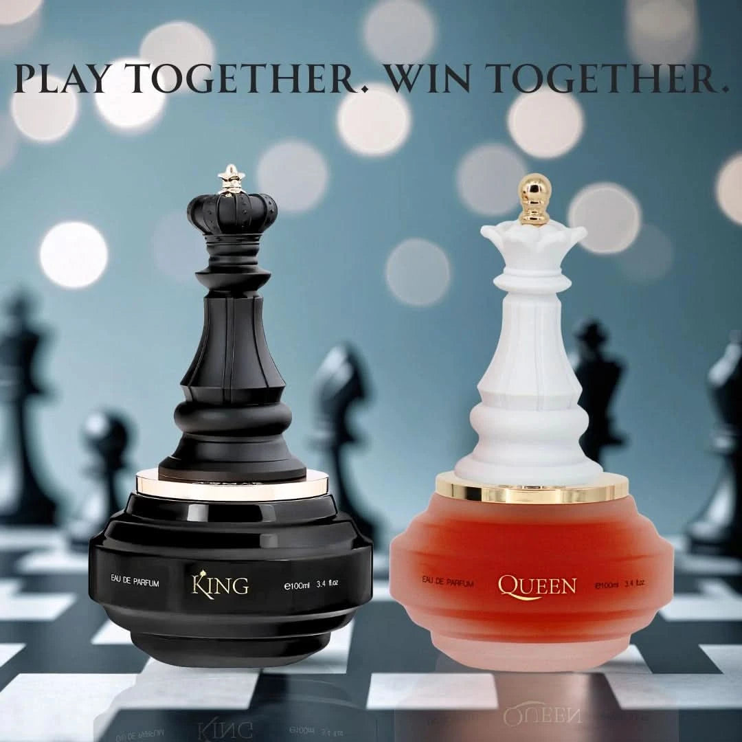 King Check Mate & Queen Check Mate Eau de Parfum Sprays 100ml (3.4 oz) by Armaf | Checkmate - A Fragrance Duel of Opulence (Bundle) - Intense Oud