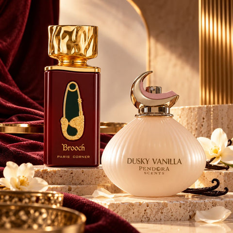 Dusky Vanilla & Brooch Eau de Parfum Spray 100ml (3.4 oz) by Paris Corner (Bundle)