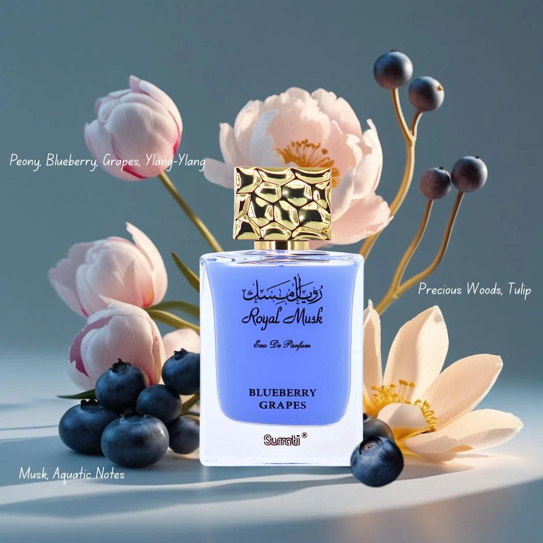 Royal Musk Blueberry Grapes EDP 100ML (3.4 OZ) by SURRATI, Exotic Fragrances for Men & Women. - Intense Oud