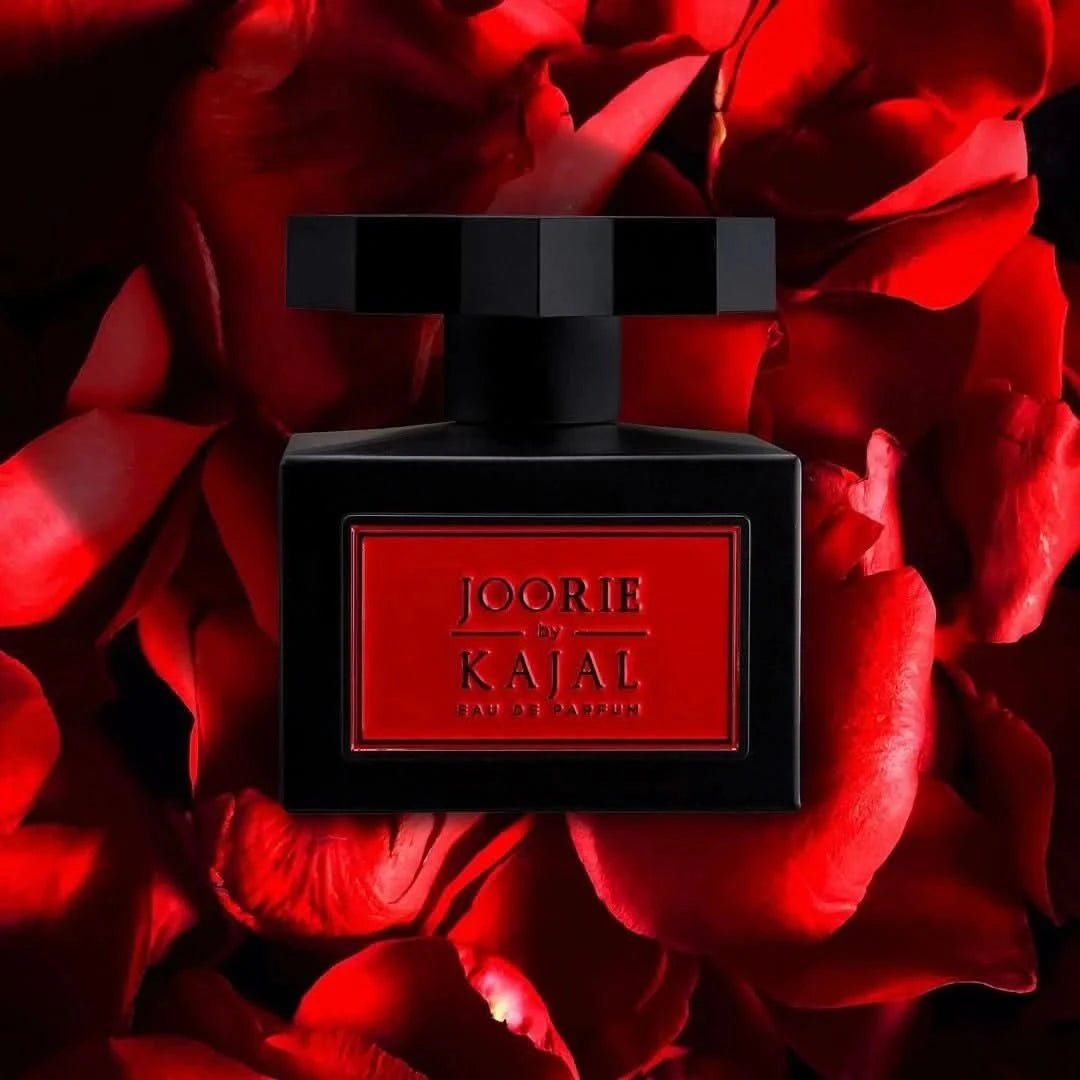 Kajal Joorie Eau de Parfum spray 100ml bottle with elegant design, showcasing the fragrance's sleek glass container and cap.