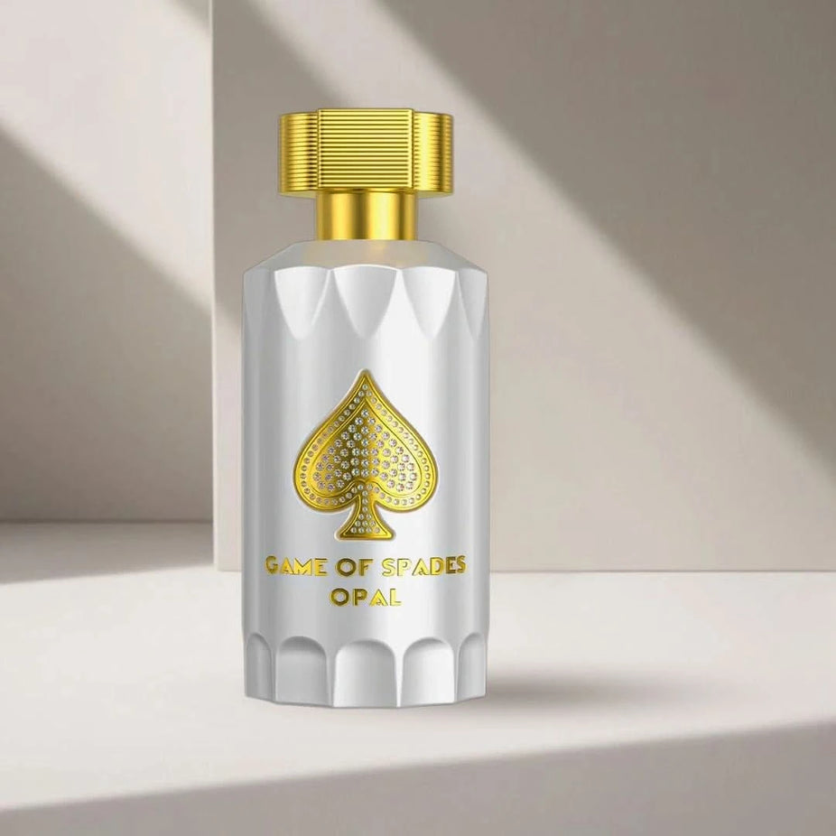 Jo Milano Paris Game of Spades Opal Eau de Parfum spray bottle, 90ml, with elegant packaging and a sleek design.