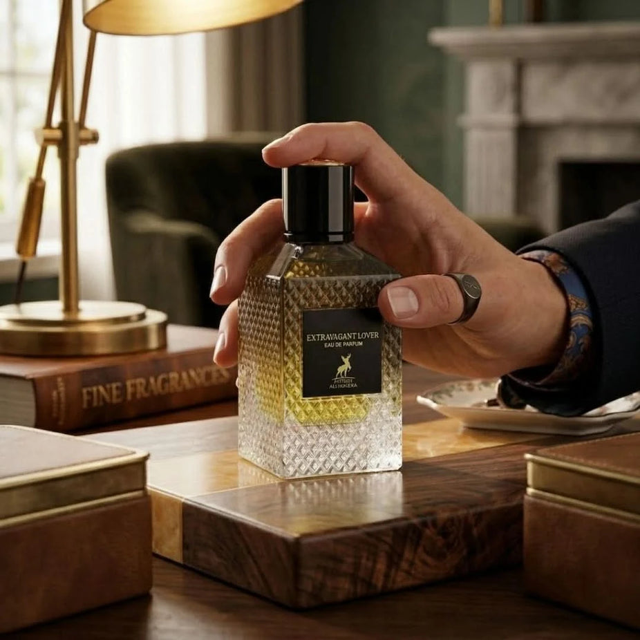 Maison Alhambra Extravagant Lover Eau de Parfum spray 100ml with elegant bottle and luxurious fragrance design.