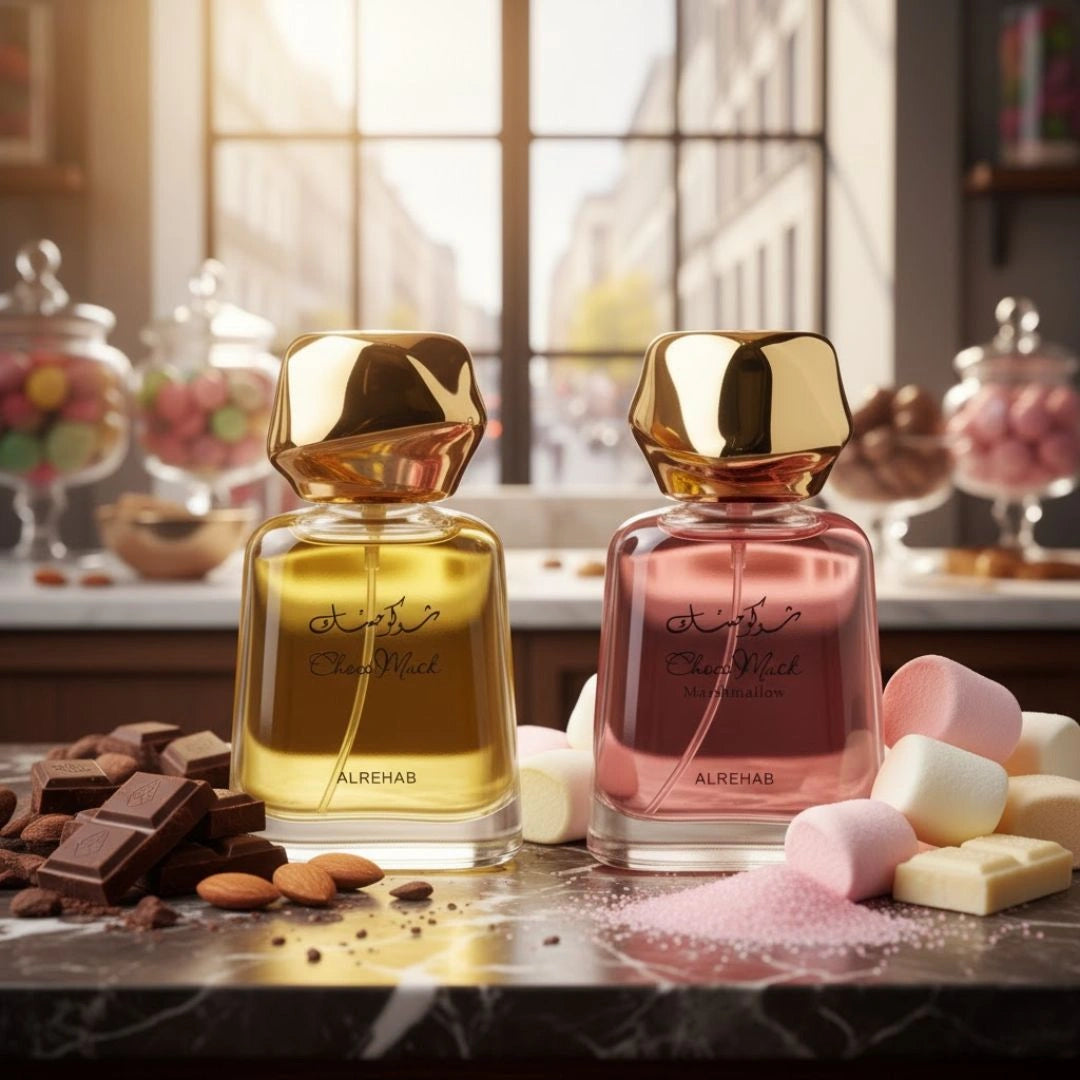Choco Musk & Choco Musk Marshmallow Eau de Parfum Sprays 100ml (3.4 oz) by Al Rehab (Bundle) - Intense Oud