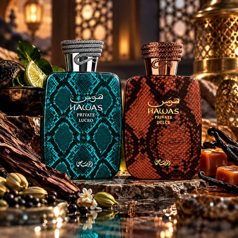 Hawas Private Luceo & Dulce Extrait De Parfum Spray 100ml (3.38 oz) by Rasasi (Bundle)