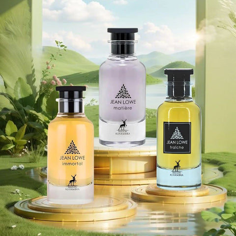 Maison Alhambra Jean Lowe Immortal Eau de Parfum bundle with two 100ml spray bottles featuring elegant packaging.