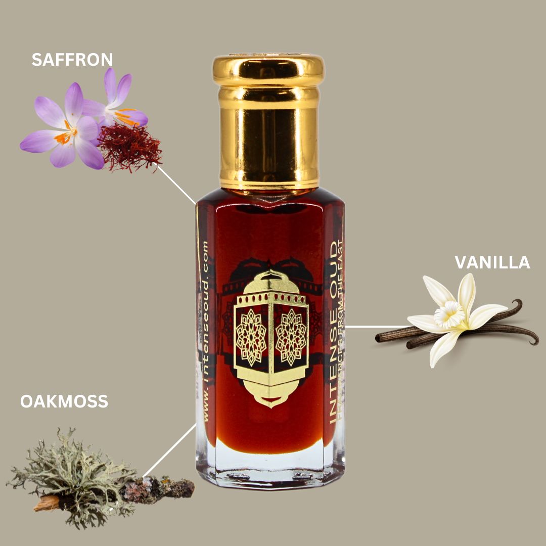 Mukhallat Al Zafran Perfume Oil 12ML (0.40 OZ) With Black Gift Box By Intense Oud | Long Lasting, Exotic, Spicy, Sweet Scent. - Intense Oud