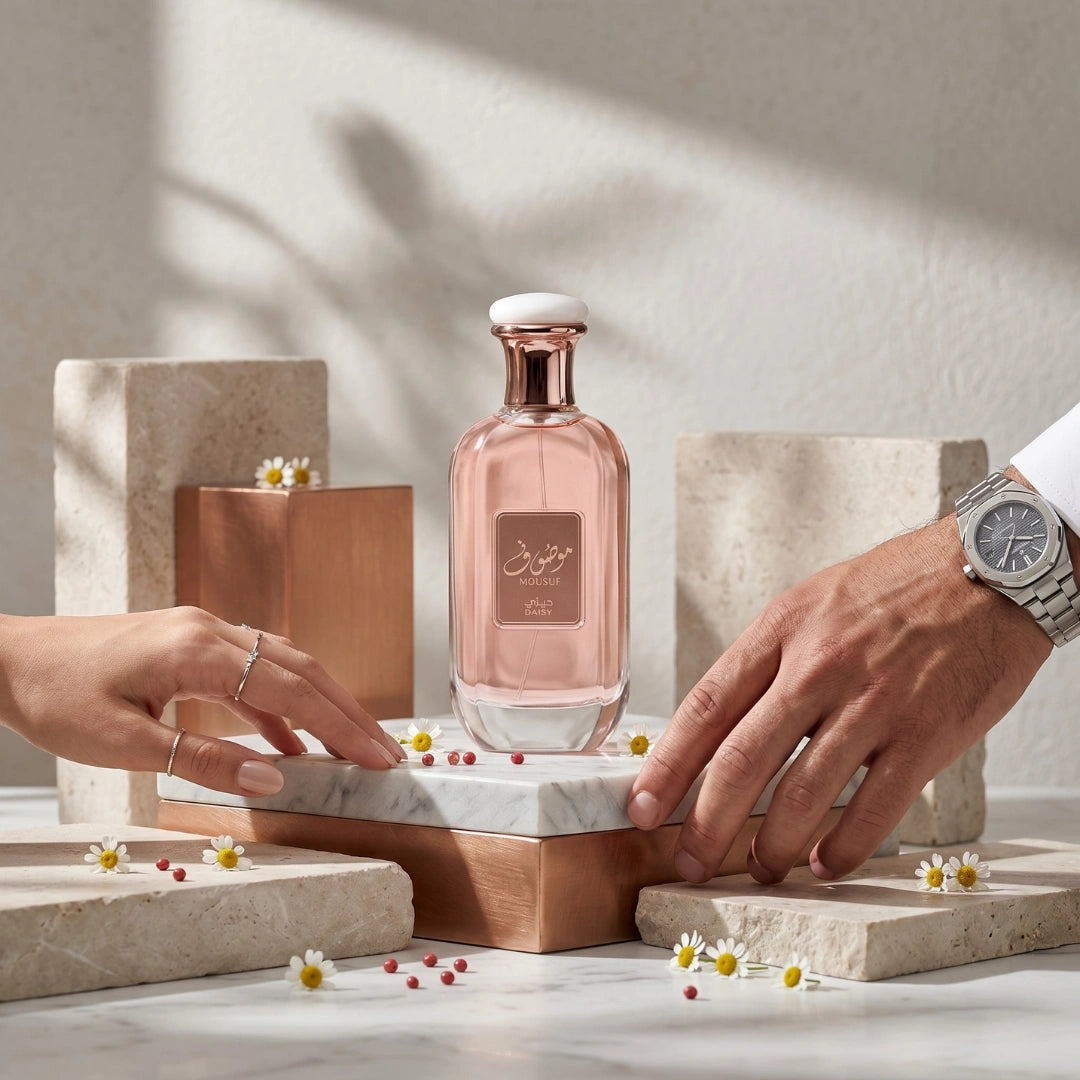 Mousuf Daisy Eau de Parfum spray by Ard Al Zaafaran, 100ml bottle, with floral and fresh fragrance design.