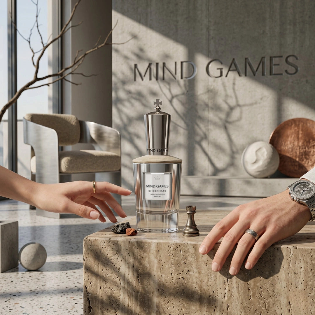 Checkmate Extrait de Parfum Spray by Mind Games, 100ml bottle with sleek design and elegant branding.