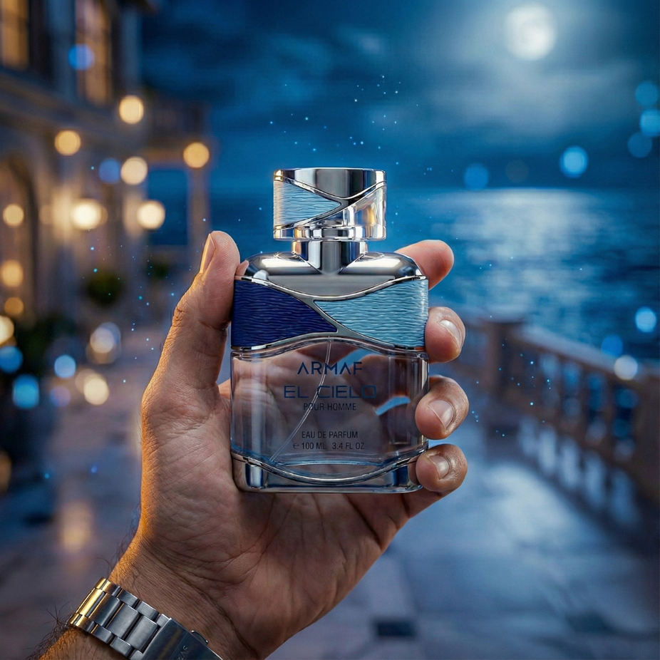Armaf El Cielo Eau de Parfum spray 100ml bottle, sleek design with elegant packaging reflecting the fragrance's premium quality.