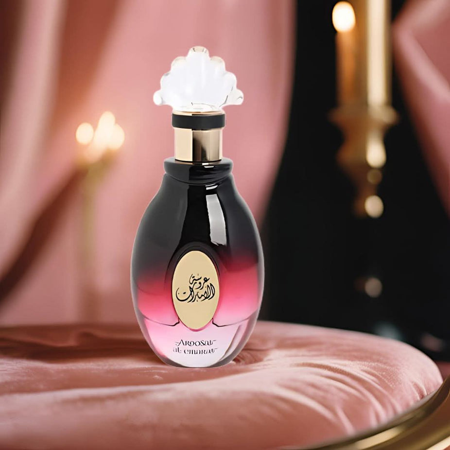 Aroosat Al Emarat Eau De Parfum by Ard Al Zaafaran for women in a 100mL bottle, featuring elegant floral and oriental scent details.