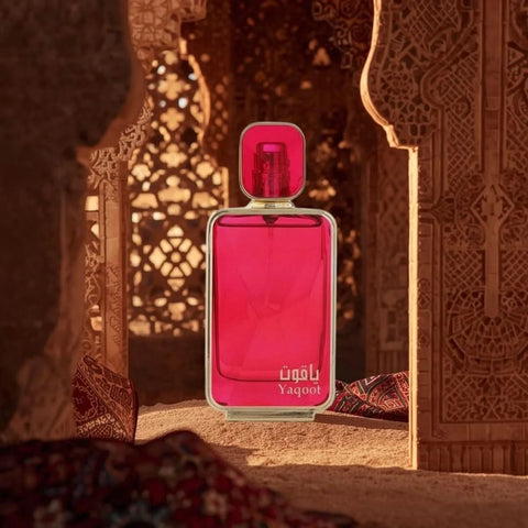 Arabian Oud Yaqoot Eau de Parfum Spray 100ml bottle with elegant design, showcasing the luxurious fragrance of Arabian Oud's EDP.