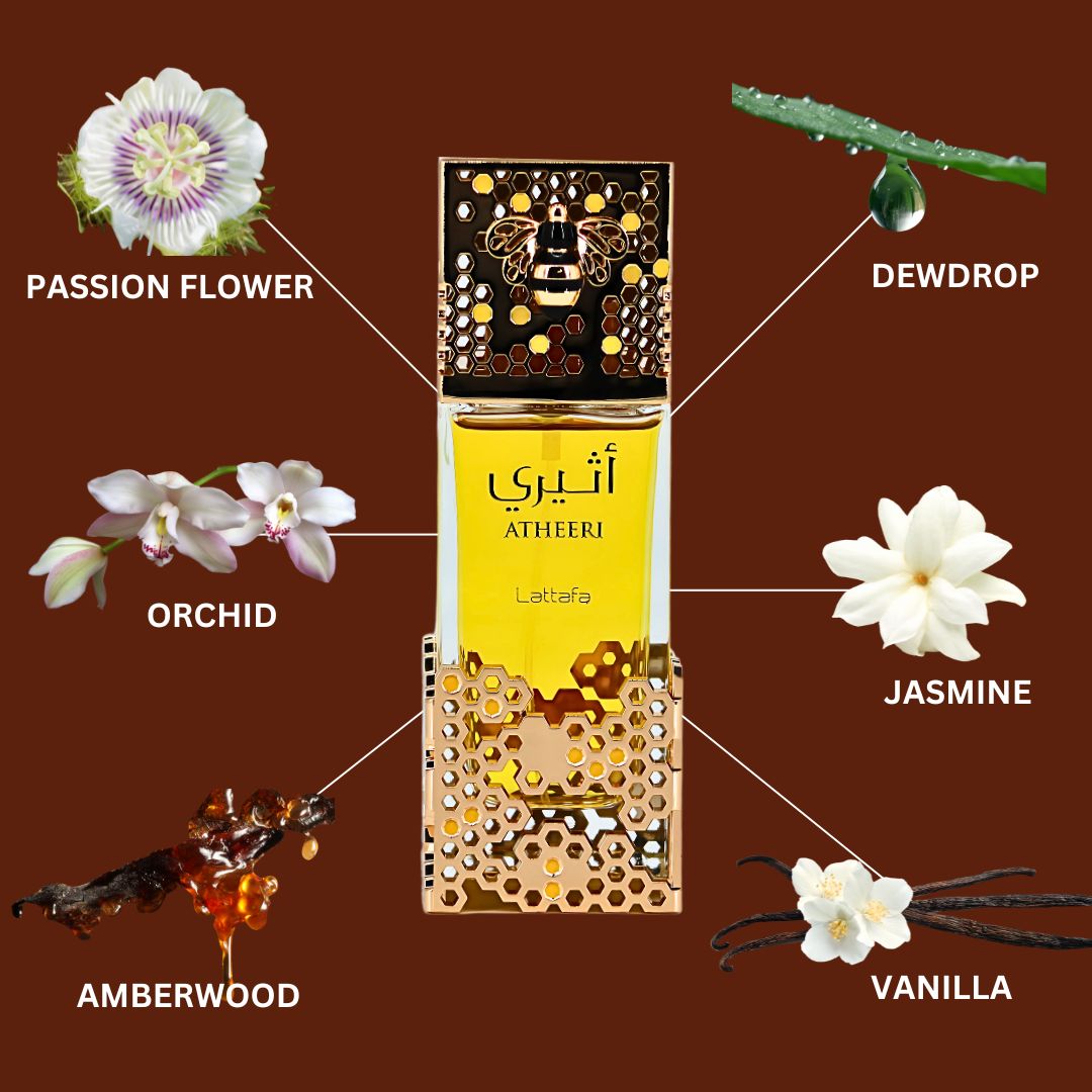 Atheeri Eau De Parfum Spray 100ML (3.4 OZ) by Lattafa | An Exotic Whisper of Floral Elegance, Where Orchid Blooms Over Vanilla Warmth. - Intense Oud