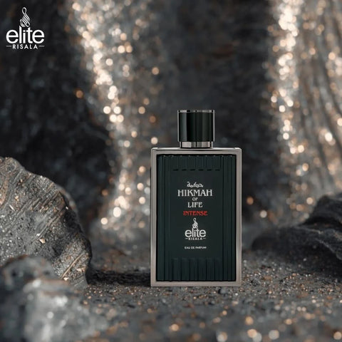 Elite Risala Hikmah Of Life Intense Eau de Parfum spray 100ml bottle with sleek packaging and elegant design.