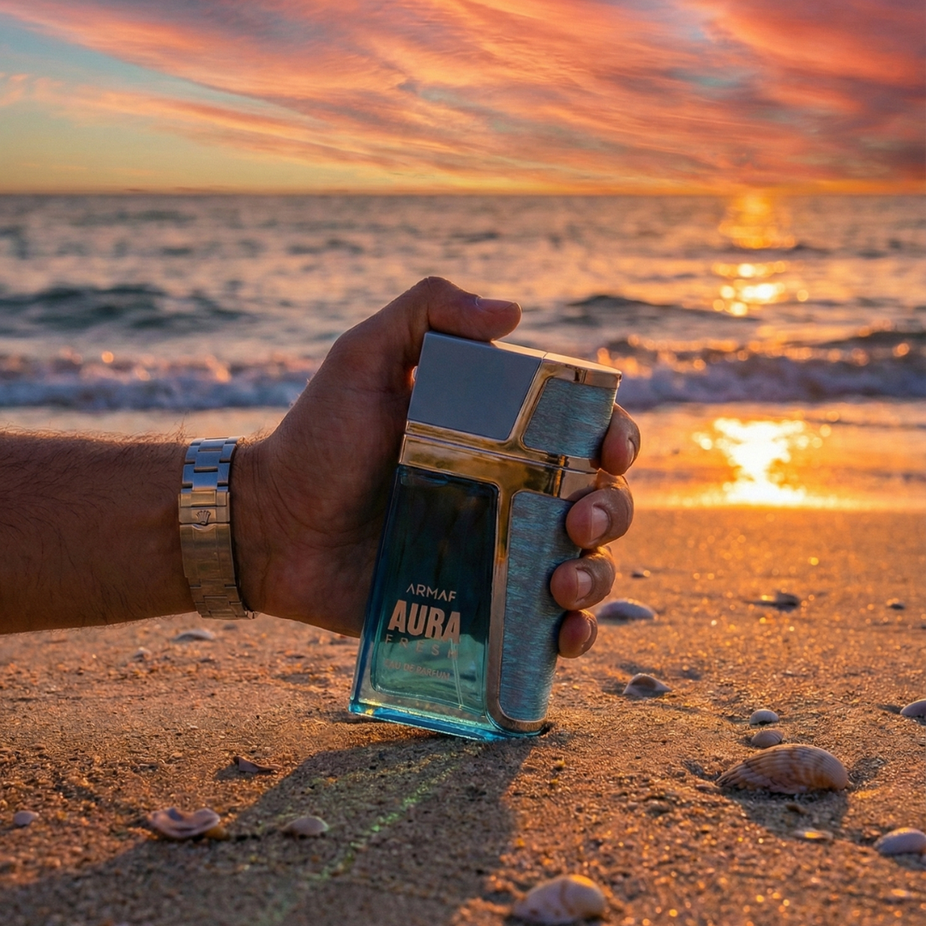Aura Fresh Eau de Parfum Spray by Armaf, 100ml, featuring the elegant bottle with floral and citrus notes visible.
