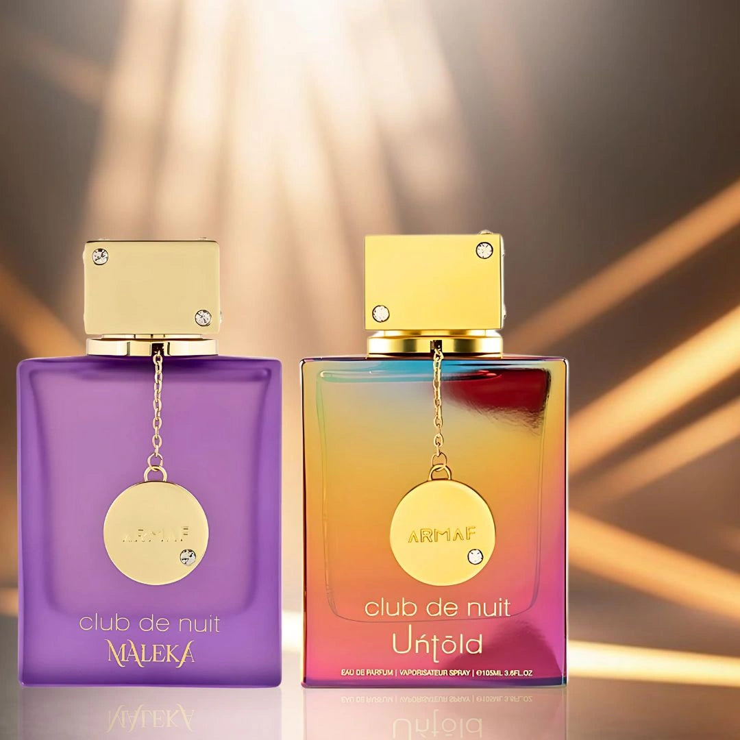 Club De Nuit Maleka & Club De Nuit Untold Eau de Parfum Spray 105ml (3.6 oz) by Armaf | A Duo of Daring Elegance, From Playful to Powerful (Bundle) - Intense Oud