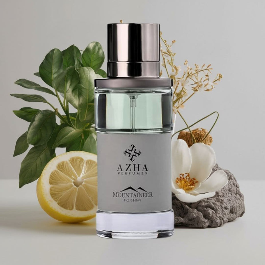 AZHA Mountaineer For Him EDP spray 100ML, sleek bottle of captivating men's Eau De Parfum fragrance.