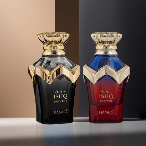 Ishq Absolute & Ishq Forever Eau de Parfum Sprays 100ml (3.4 oz) by Hamidi (Bundle) - Intense Oud