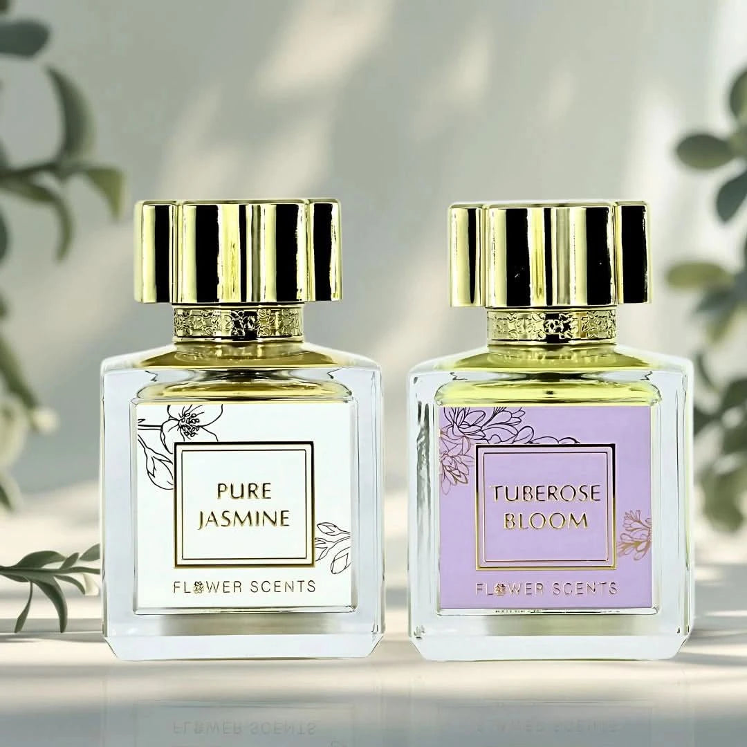 Flower Scents Pure Jasmine and Tuberose Bloom Eau de Parfum bundle with six 65ml spray bottles, floral fragrance set.