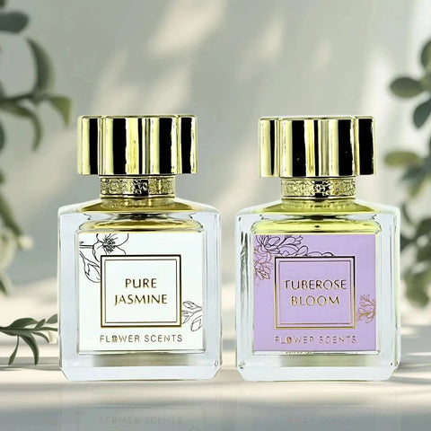 Flower Scents Pure Jasmine and Tuberose Bloom Eau de Parfum bundle with six 65ml spray bottles, floral fragrance set.