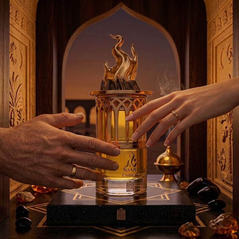Aura by Aura Naar Ember Eau de Parfum spray 100ml bottle with elegant black packaging and gold accents.