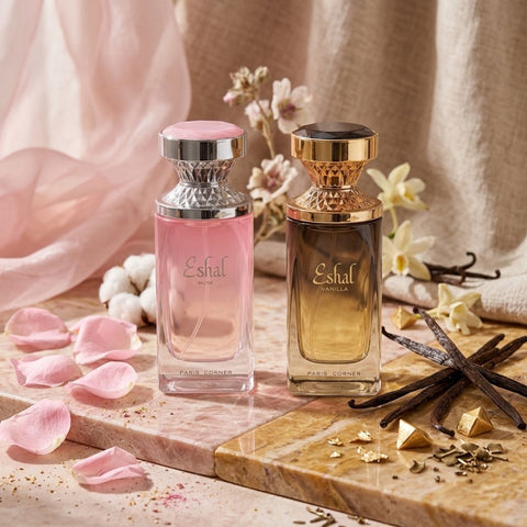 Eshal Musk & Eshal Vanilla Eau de Parfum Sprays 100ml (3.4 oz) by Paris Corner (Bundle)