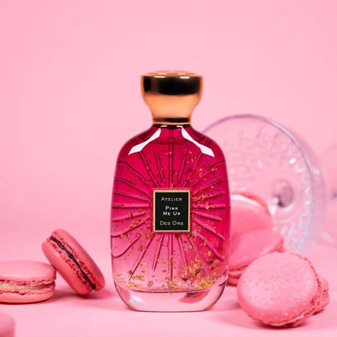 Pink Me Up Eau de Parfum spray by Atelier Des Ores, 100ml bottle with a pink floral design and elegant packaging.