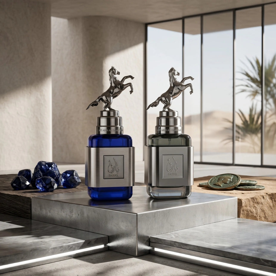 Bundle of six Ard Al Zaafaran Bareq & Mirage Eau de Parfum sprays in 100ml bottles, featuring elegant perfume packaging.