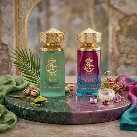 Khair Confection & Khair Pistachio Eau de Parfum Spray 100ml (3.4 oz) by Paris Corner (Bundle)