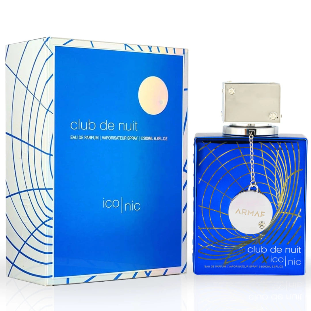 Bundle of Armaf Club De Nuit Intense Man, Iconic & Milestone Eau de Parfum sprays in 200ml bottles, featuring sleek glass packaging.