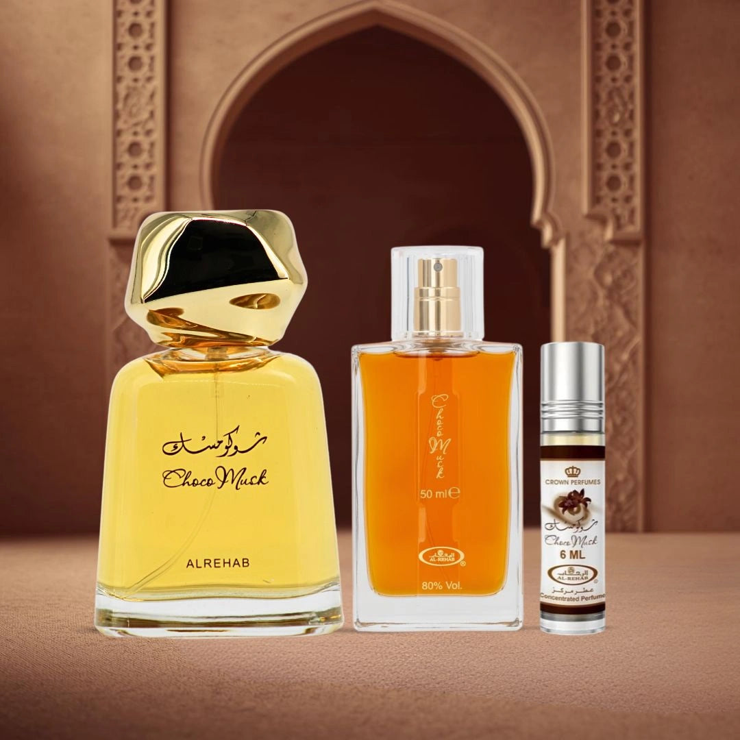 Choco Musk Eau de Parfum 100ml, 50ml & Perfume Oil CPO 6ml by Al Rehab (Bundle) - Intense Oud