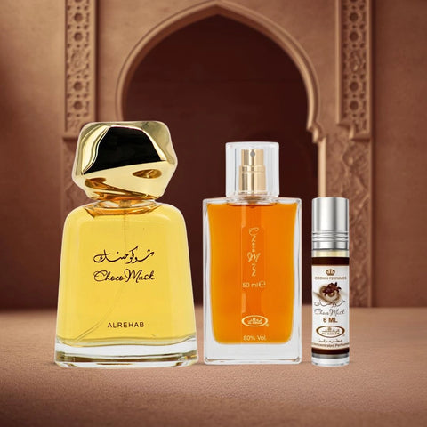 Choco Musk Eau de Parfum 100ml, 50ml & Perfume Oil CPO 6ml by Al Rehab (Bundle) - Intense Oud