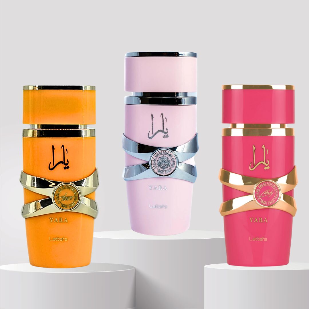 Yara, Yara Candy & Yara Tous EDP Sprays 100ML (3.4 OZ) By Lattafa | Unveil The Essence Of Sweetness With The Yara Fragrance Trio. (SWEET ESCAPE TRIO) - Intense Oud