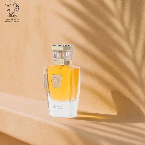 Hind Al Oud Ahojas Eau de Parfum Spray 50ml with elegant bottle and floral design, showcasing the fragrance's luxurious packaging.