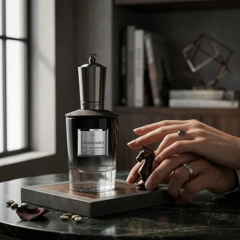 Bottle of Mind Games Grand Master Extrait de Parfum 100ml EDP with elegant packaging and sleek design.