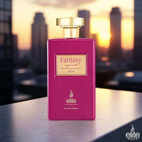 Elite Risala Fantasy For Her Eau de Parfum spray 100ml bottle with elegant packaging and floral design.