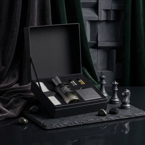 Kingside Extrait de Parfum 100ml by Mind Games, elegant glass bottle with black cap, showcasing the luxurious EDP concentration.