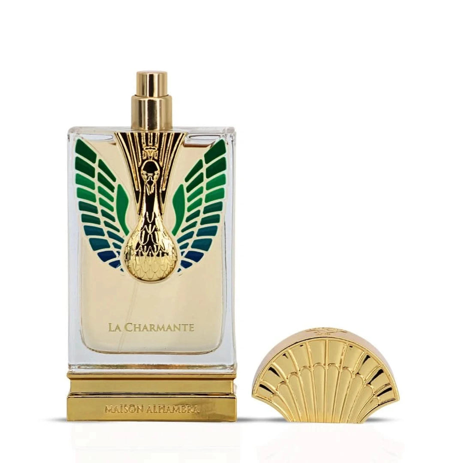 Maison Alhambra La Charmante Eau de Parfum spray 100ml bottle with elegant design and floral fragrance details.