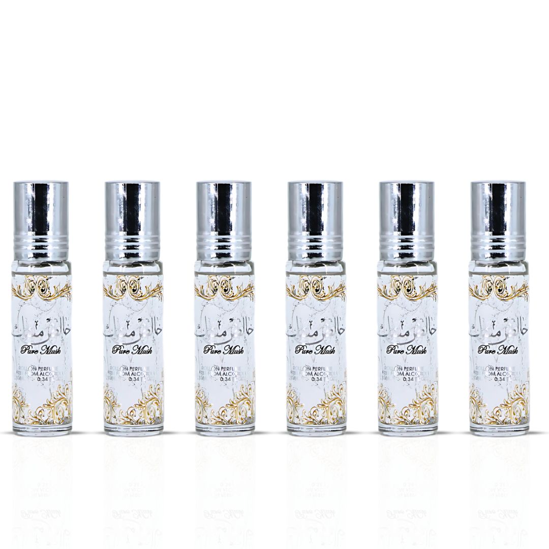 Pure Musk Roll On Perfume Oil CPO 10ML (0.34 OZ) By Ard Al Zaafaran | A Whisper Of Pure White Musk, Perfect For Subtle Elegance. (Pack Of 6) - Intense Oud