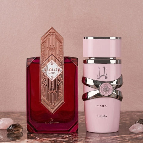 Maha by Ard Al Zaafaran & Yara by Lattafa Eau de Parfum Sprays 100ml (3.4 oz) (Bundle)