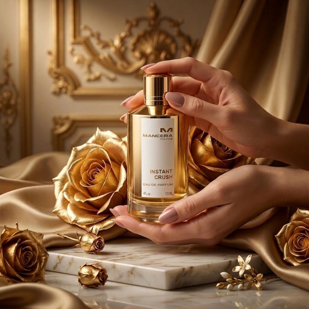 Mancera Instant Crush Eau de Parfum spray 120ml bottle, elegant packaging, showcasing the luxurious fragrance for women and men.
