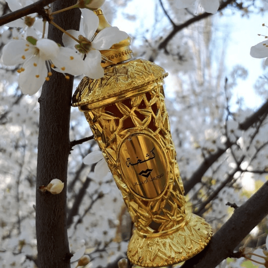 Swiss Arabian Kashkha Perfume Oil 20ml CPO bottle, concentrated fragrance with elegant packaging.