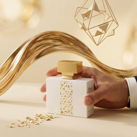 Ylang in Gold Eau de Parfum Spray by M. Micallef, 100ml bottle with elegant gold accents, showcasing the luxurious perfume design.